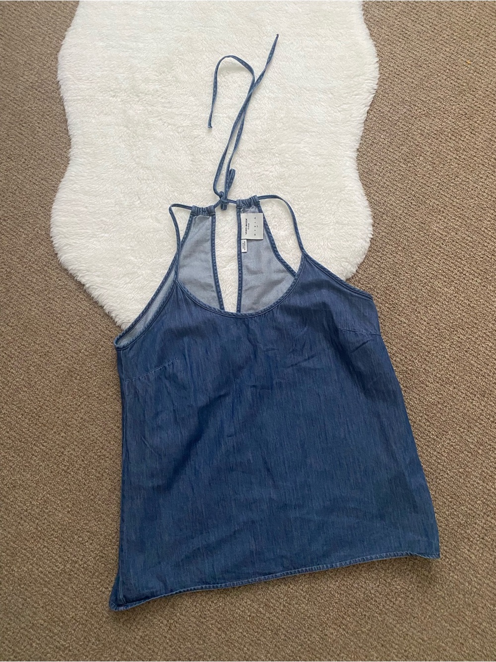 Oak + Fort Blue Denim Halter Tank Top
